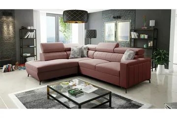 Galbally 3-sits Hörnbäddsoffa NO_BRAND Light pink - Möbler - Soffa - Bäddsoffa - Hörnbäddsoffa