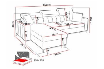 Galbally 3-sits Hörnbäddsoffa NO_BRAND Ljusgrå - Möbler - Soffa - Bäddsoffa - Hörnbäddsoffa