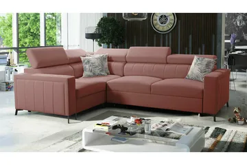 Galbally 3-sits Hörnbäddsoffa NO_BRAND Pink - Möbler - Soffa - Bäddsoffa - Hörnbäddsoffa