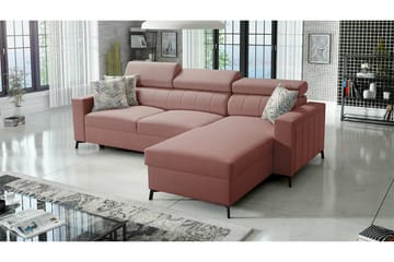 Galbally 3-sits Hörnbäddsoffa NO_BRAND Pink - Möbler - Soffa - Bäddsoffa - Hörnbäddsoffa