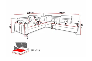 Galbally 4-sits Hörnbäddsoffa beige - Möbler - Soffa - Bäddsoffa - Hörnbäddsoffa