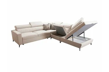 Galbally 4-sits Hörnbäddsoffa beige - Möbler - Soffa - Bäddsoffa - Hörnbäddsoffa