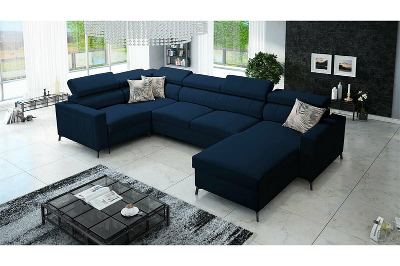 Galbally 4-sits Hörnbäddsoffa Dark blue - Möbler - Soffa - Bäddsoffa - Hörnbäddsoffa