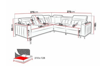 Galbally 4-sits Hörnbäddsoffa Dark blue - Möbler - Soffa - Bäddsoffa - Hörnbäddsoffa