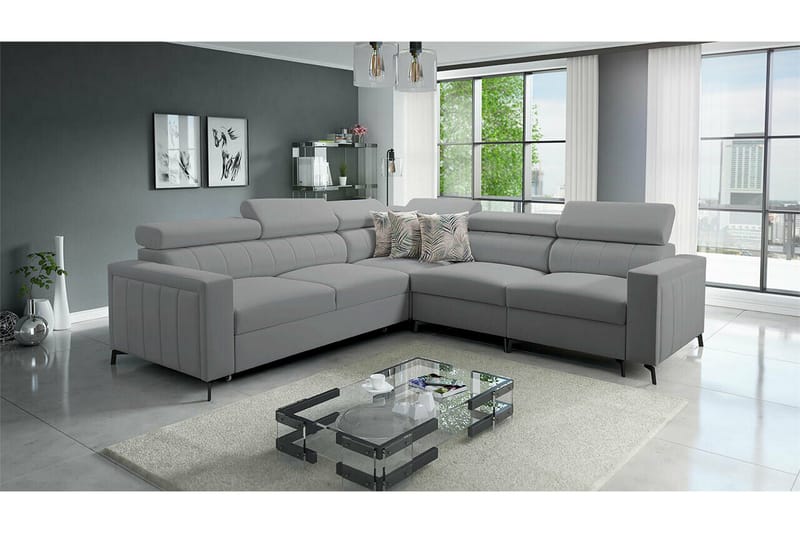 Galbally 4-sits Hörnbäddsoffa Ljusgrå - Möbler - Soffa - Bäddsoffa - Hörnbäddsoffa