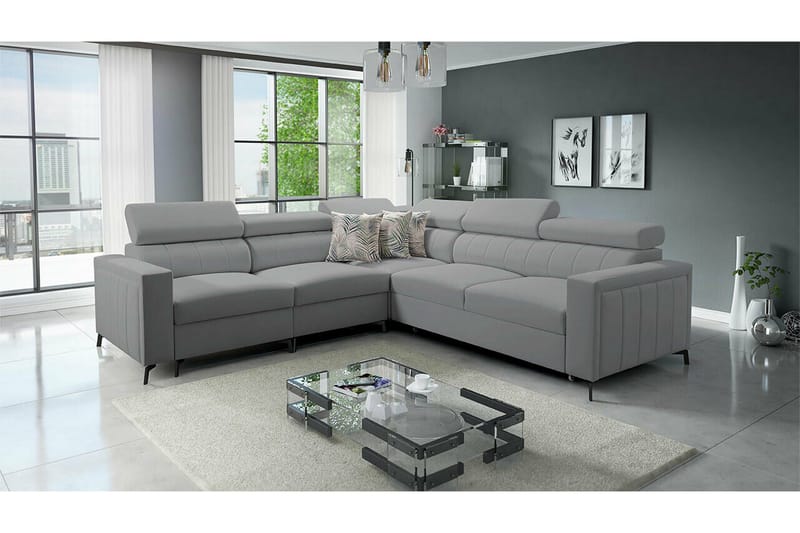 Galbally 4-sits Hörnbäddsoffa Ljusgrå - Möbler - Soffa - Bäddsoffa - Hörnbäddsoffa