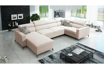 Galbally 4-sits Hörnbäddsoffa NO_BRAND Beige/Light beige - Möbler - Soffa - Bäddsoffa - Hörnbäddsoffa