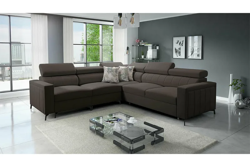 Galbally 4-sits Hörnbäddsoffa NO_BRAND Black - Möbler - Soffa - Bäddsoffa - Hörnbäddsoffa