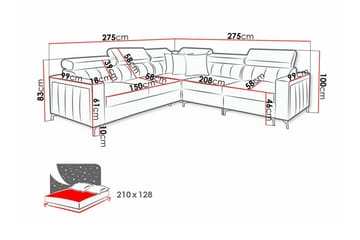 Galbally 4-sits Hörnbäddsoffa NO_BRAND Black - Möbler - Soffa - Bäddsoffa - Hörnbäddsoffa
