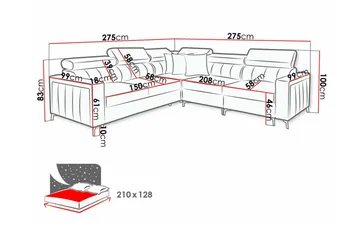 Galbally 4-sits Hörnbäddsoffa NO_BRAND Dark blue - Möbler - Soffa - Bäddsoffa - Hörnbäddsoffa