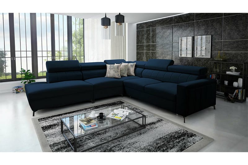 Galbally 4-sits Hörnbäddsoffa NO_BRAND Dark blue - Möbler - Soffa - Bäddsoffa - Hörnbäddsoffa