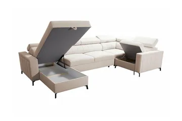 Galbally 4-sits Hörnbäddsoffa NO_BRAND Dark brown - Möbler - Soffa - Bäddsoffa - Hörnbäddsoffa