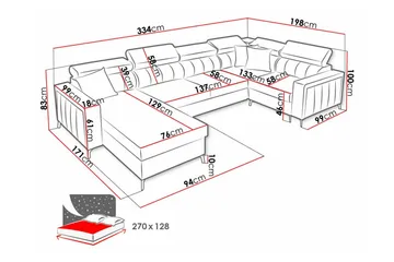 Galbally 4-sits Hörnbäddsoffa NO_BRAND Dark brown - Möbler - Soffa - Bäddsoffa - Hörnbäddsoffa