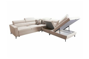 Galbally 4-sits Hörnbäddsoffa NO_BRAND Dark brown - Möbler - Soffa - Bäddsoffa - Hörnbäddsoffa