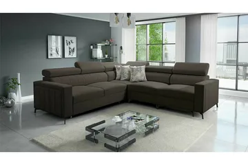 Galbally 4-sits Hörnbäddsoffa NO_BRAND Dark brown - Möbler - Soffa - Bäddsoffa - Hörnbäddsoffa
