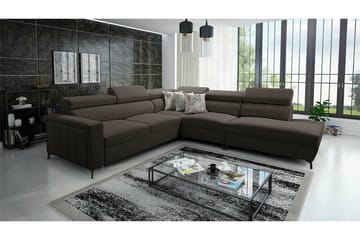 Galbally 4-sits Hörnbäddsoffa NO_BRAND Dark brown - Möbler - Soffa - Bäddsoffa - Hörnbäddsoffa