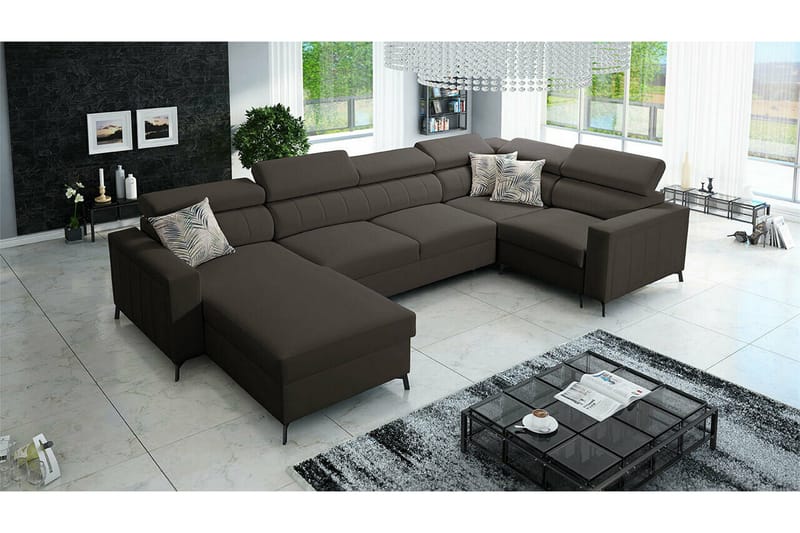 Galbally 4-sits Hörnbäddsoffa NO_BRAND Dark grey - Möbler - Soffa - Bäddsoffa - Hörnbäddsoffa