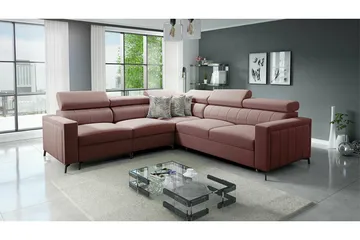 Galbally 4-sits Hörnbäddsoffa NO_BRAND Dark pink - Möbler - Soffa - Bäddsoffa - Hörnbäddsoffa