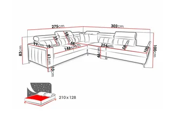 Galbally 4-sits Hörnbäddsoffa NO_BRAND Grey - Möbler - Soffa - Bäddsoffa - Hörnbäddsoffa