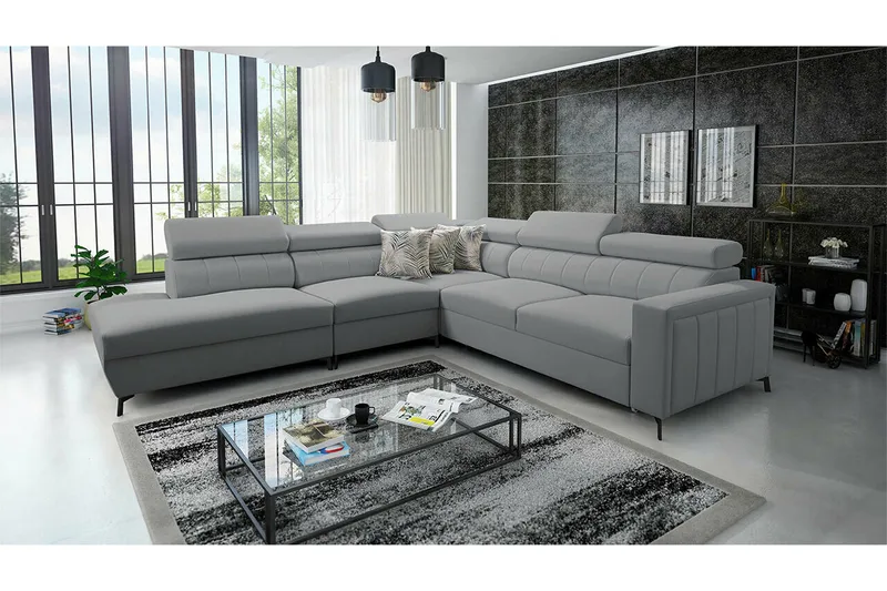 Galbally 4-sits Hörnbäddsoffa NO_BRAND Grey - Möbler - Soffa - Bäddsoffa - Hörnbäddsoffa
