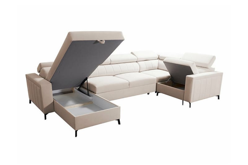 Galbally 4-sits Hörnbäddsoffa NO_BRAND Light grey - Möbler - Soffa - Bäddsoffa - Hörnbäddsoffa