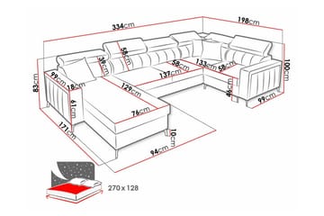 Galbally 4-sits Hörnbäddsoffa NO_BRAND Light grey/Dark grey - Möbler - Soffa - Bäddsoffa - Bäddsoffa divan