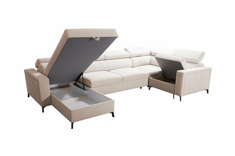 Galbally 4-sits Hörnbäddsoffa NO_BRAND Light pink - Möbler - Soffa - Bäddsoffa - Hörnbäddsoffa