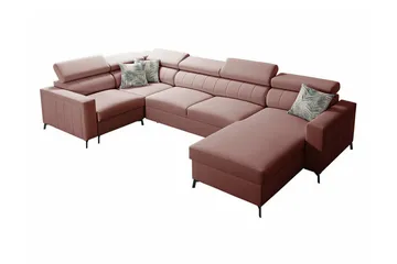 Galbally 4-sits Hörnbäddsoffa NO_BRAND Pink - Möbler - Soffa - Bäddsoffa - Hörnbäddsoffa