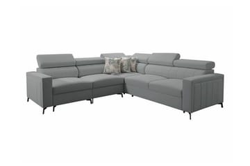 Galbally 4-sits Längsbäddad Bäddsoffa 128x210 cm med Förvaring i Sammet - Grå - Möbler - Soffa - Bäddsoffa - Hörnbäddsoffa