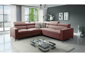 Galbally 4-sits Längsbäddad Bäddsoffa 128x210 cm med Förvaring i Sammet - Rosa - Möbler - Soffa - Bäddsoffa - Hörnbäddsoffa