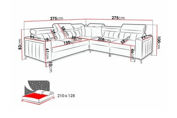 Galbally 4-sits L-formad Hörnbäddsoffa med Förvaring i Sammet - Blå - Möbler - Soffa - Bäddsoffa - Hörnbäddsoffa