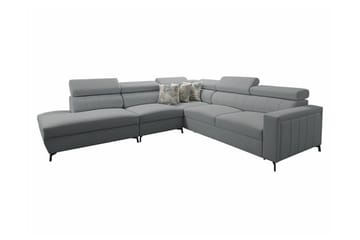 Galbally 4-sits Vänster Hörnbäddsoffa 128x210 cm med Förvaring i Sammet - Grå - Möbler - Soffa - Bäddsoffa - Bäddsoffa längsbäddad