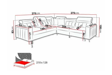 Galbally 4-sits Vänster L-formad Bäddsoffa med Förvaring i Tyg - Grå - Möbler - Soffa - Bäddsoffa - Hörnbäddsoffa