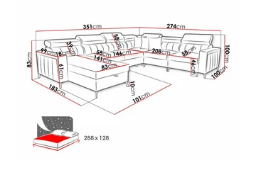 Galbally 5-sits Hörnbäddsoffa Dark blue - Möbler - Soffa - Bäddsoffa - Hörnbäddsoffa