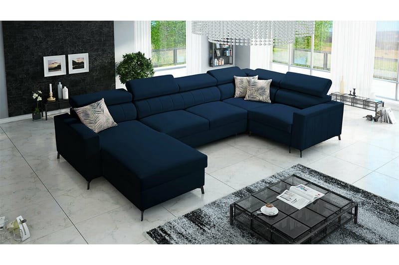 Galbally 5-sits Hörnbäddsoffa Dark blue - Möbler - Soffa - Bäddsoffa - Hörnbäddsoffa