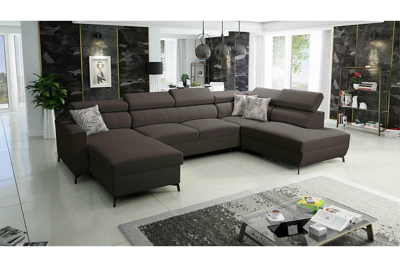Galbally 5-sits Hörnbäddsoffa Dark brown - Möbler - Soffa - Bäddsoffa - Bäddsoffa divan