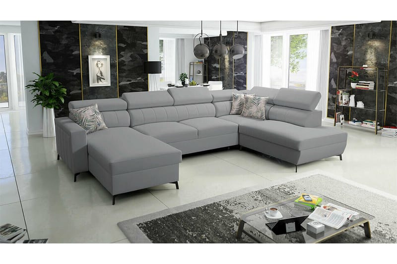 Galbally 5-sits Hörnbäddsoffa Light grey/Dark grey - Möbler - Soffa - Bäddsoffa - Bäddsoffa divan