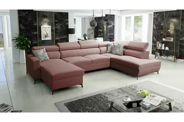Galbally 5-sits Hörnbäddsoffa Light pink - Möbler - Soffa - Bäddsoffa - Hörnbäddsoffa