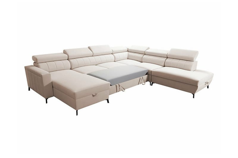 Galbally 5-sits Hörnbäddsoffa NO_BRAND beige - Möbler - Soffa - Bäddsoffa - Hörnbäddsoffa