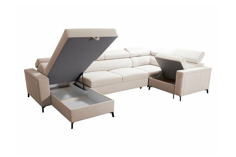 Galbally 5-sits Hörnbäddsoffa NO_BRAND beige - Möbler - Soffa - Bäddsoffa - Hörnbäddsoffa