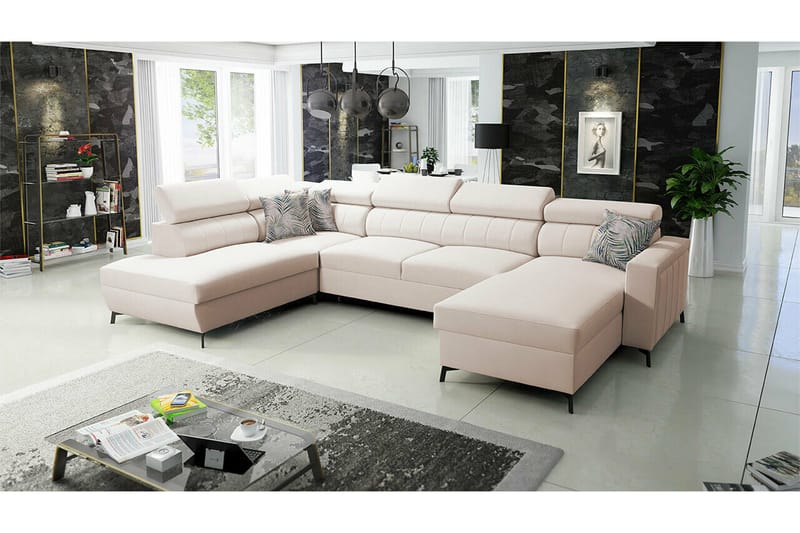 Galbally 5-sits Hörnbäddsoffa NO_BRAND Beige - Möbler - Soffa - Bäddsoffa - Bäddsoffa divan