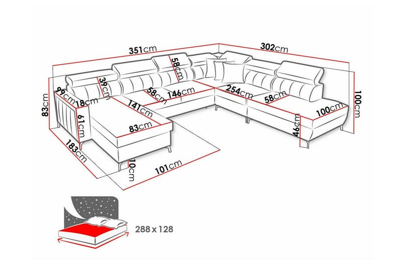 Galbally 5-sits Hörnbäddsoffa NO_BRAND beige - Möbler - Soffa - Bäddsoffa - Hörnbäddsoffa