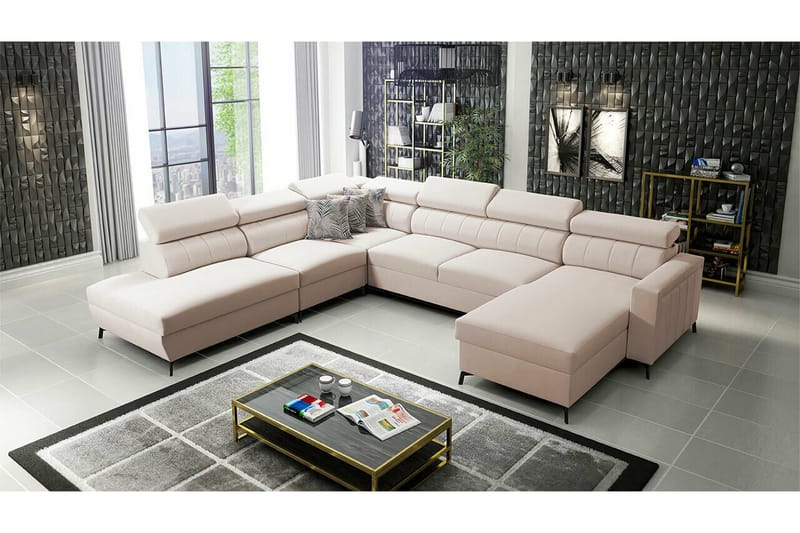 Galbally 5-sits Hörnbäddsoffa NO_BRAND beige - Möbler - Soffa - Bäddsoffa - Hörnbäddsoffa