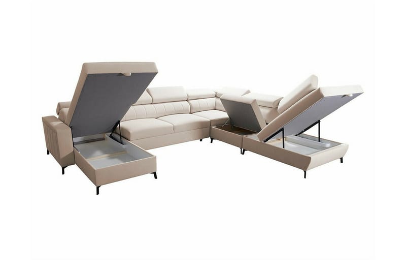 Galbally 5-sits Hörnbäddsoffa NO_BRAND beige - Möbler - Soffa - Bäddsoffa - Hörnbäddsoffa
