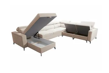 Galbally 5-sits Hörnbäddsoffa NO_BRAND beige - Möbler - Soffa - Bäddsoffa - Hörnbäddsoffa