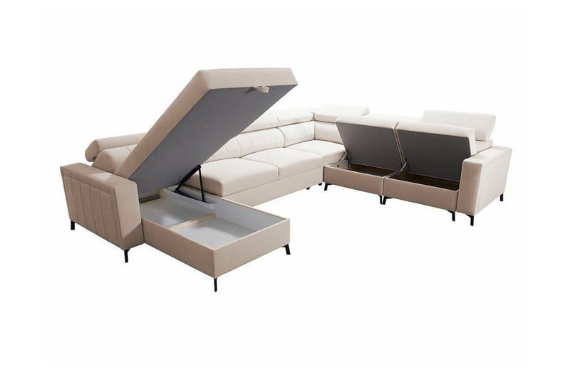 Galbally 5-sits Hörnbäddsoffa NO_BRAND beige - Möbler - Soffa - Bäddsoffa - Hörnbäddsoffa