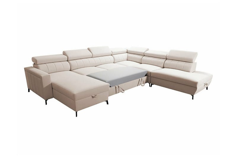 Galbally 5-sits Hörnbäddsoffa NO_BRAND beige - Möbler - Soffa - Bäddsoffa - Hörnbäddsoffa