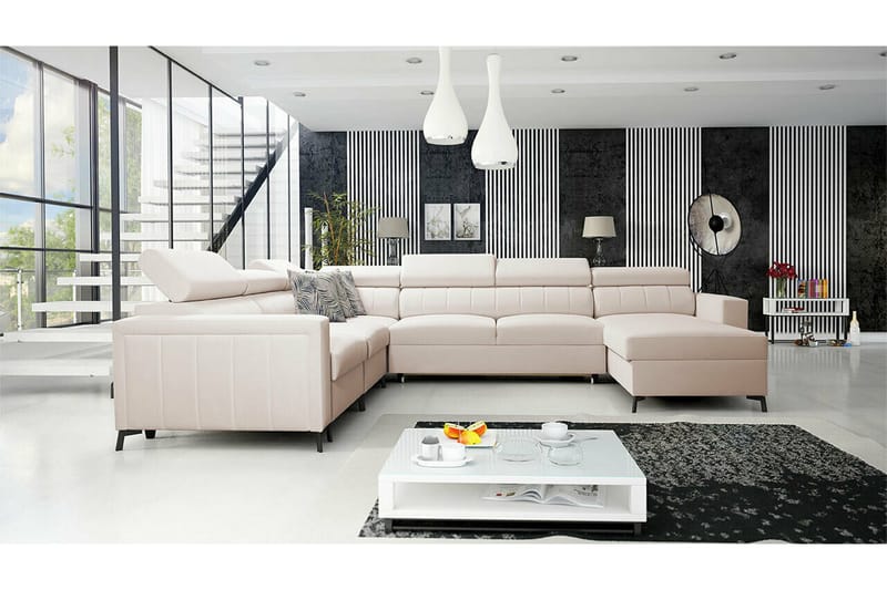 Galbally 5-sits Hörnbäddsoffa NO_BRAND beige - Möbler - Soffa - Bäddsoffa - Hörnbäddsoffa
