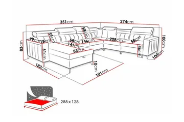 Galbally 5-sits Hörnbäddsoffa NO_BRAND beige - Möbler - Soffa - Bäddsoffa - Hörnbäddsoffa