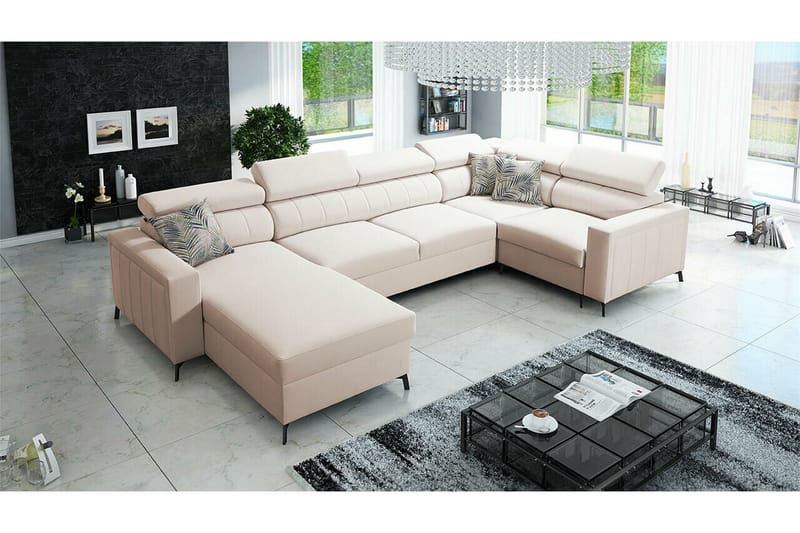 Galbally 5-sits Hörnbäddsoffa NO_BRAND beige - Möbler - Soffa - Bäddsoffa - Hörnbäddsoffa